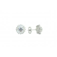 925 Sterling Silver women's Studs Earring white Zircon Stone